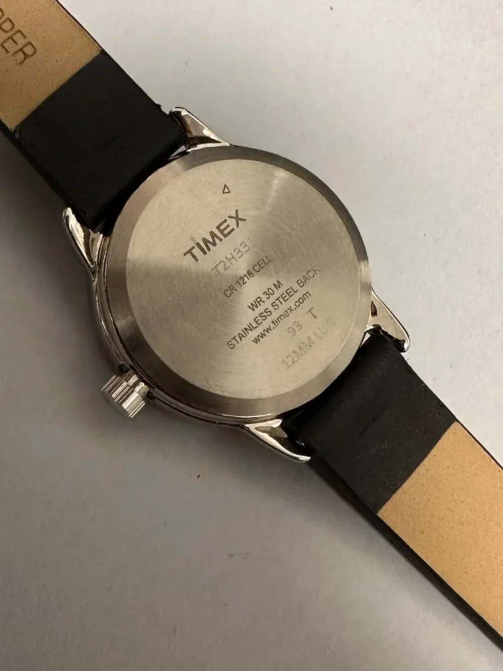 Timex Indiglo Watch Women Silver Tone Black Leather Band New Battery 8.5